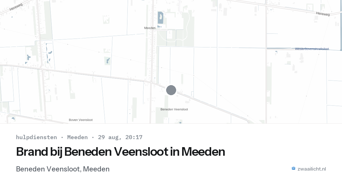 Brand bij Beneden Veensloot in Meeden — 29 aug 2026