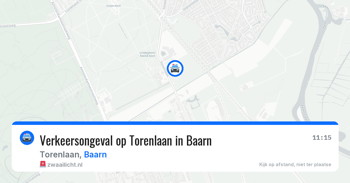 Verkeersongeval op Torenlaan in Baarn — 10 apr 2026