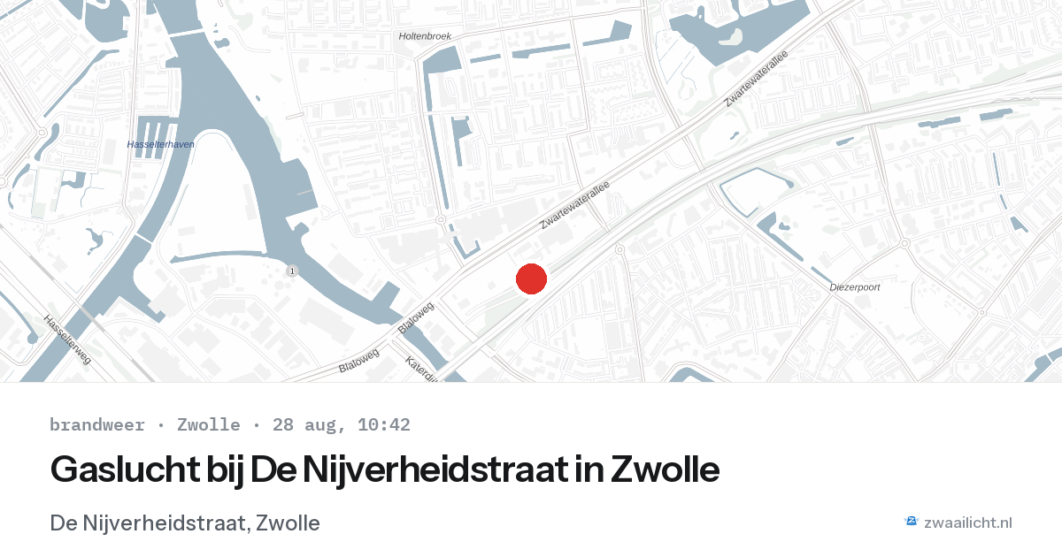 Gaslucht bij De Nijverheidstraat in Zwolle — 28 aug 2026