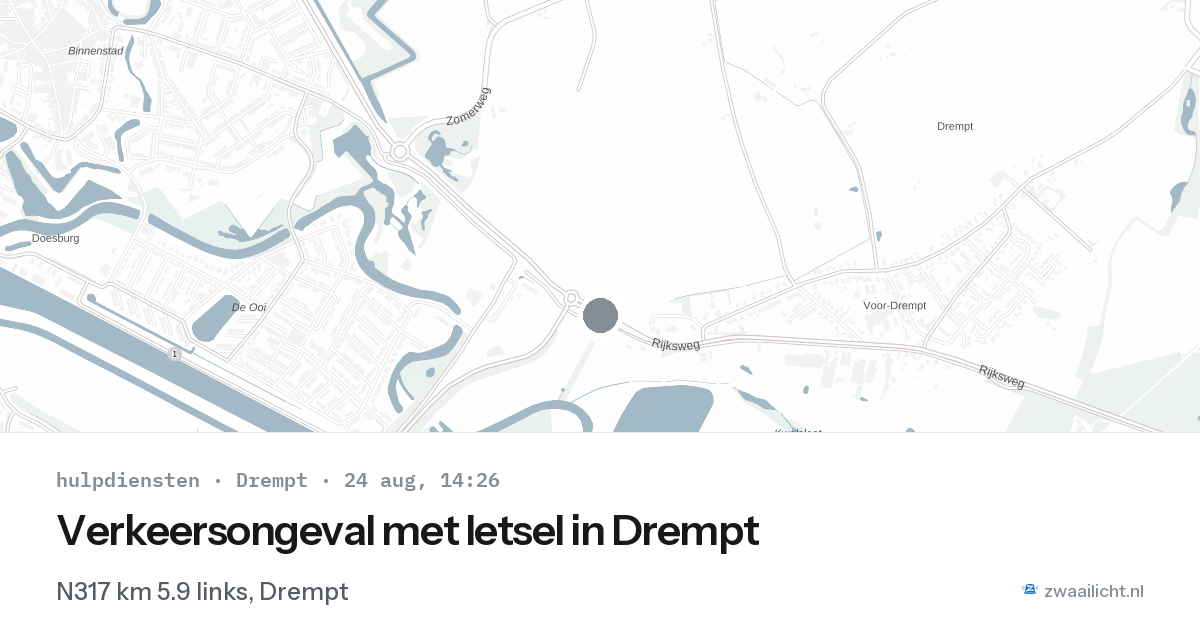 Verkeersongeval met letsel in Drempt — 24 aug 2026