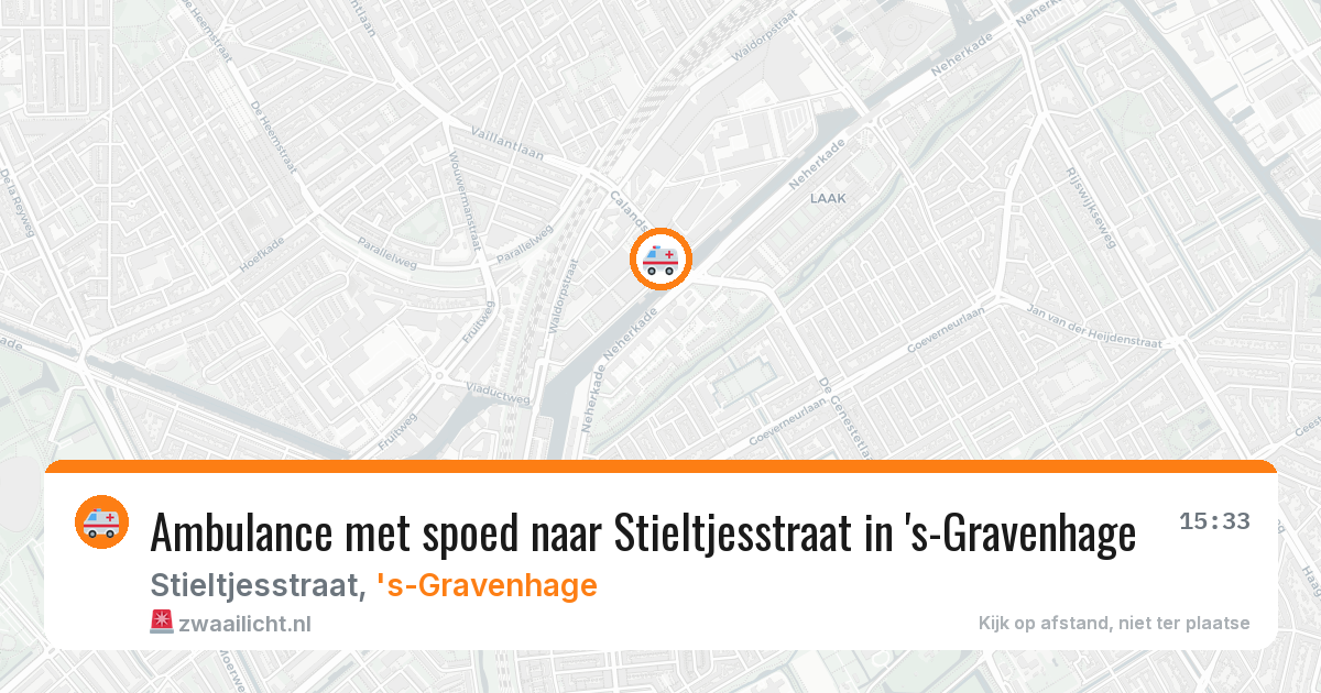 Ambulance met spoed naar Stieltjesstraat in 's-Gravenhage — 10 aug 2026