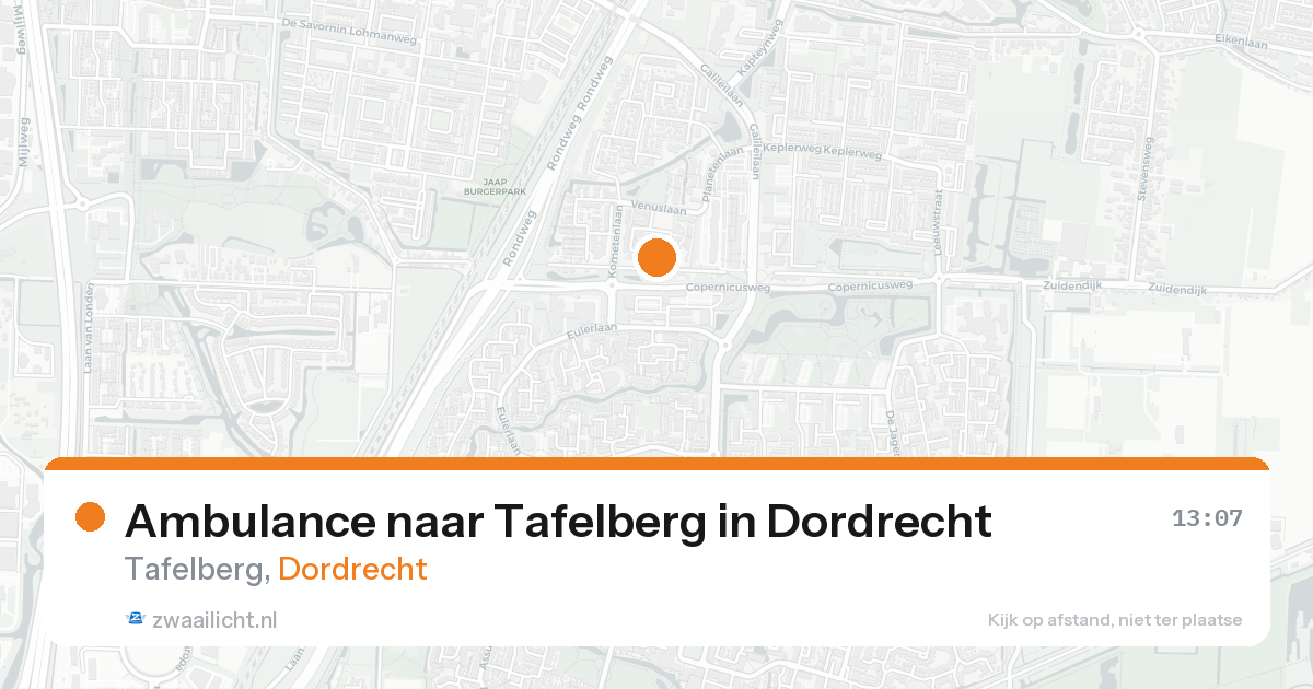 Ambulance naar Tafelberg in Dordrecht — 25 aug 2026