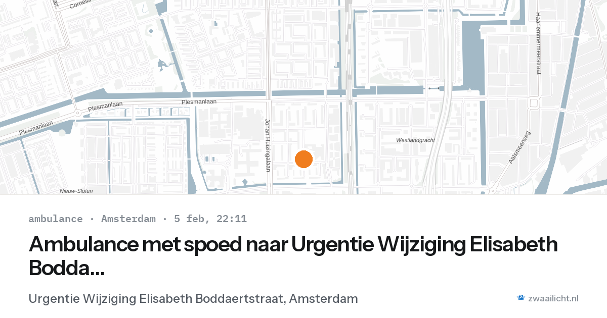 Ambulance met spoed naar Urgentie Wijziging Elisabeth Boddaertstraat in Amsterdam — 5 feb 2026