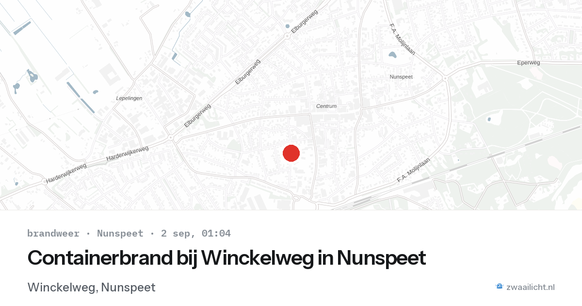 Containerbrand bij Winckelweg in Nunspeet — 1 sep 2026