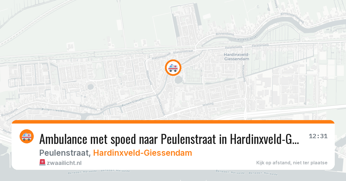 Ambulance met spoed naar Peulenstraat in Hardinxveld-Giessendam — 12 aug 2026
