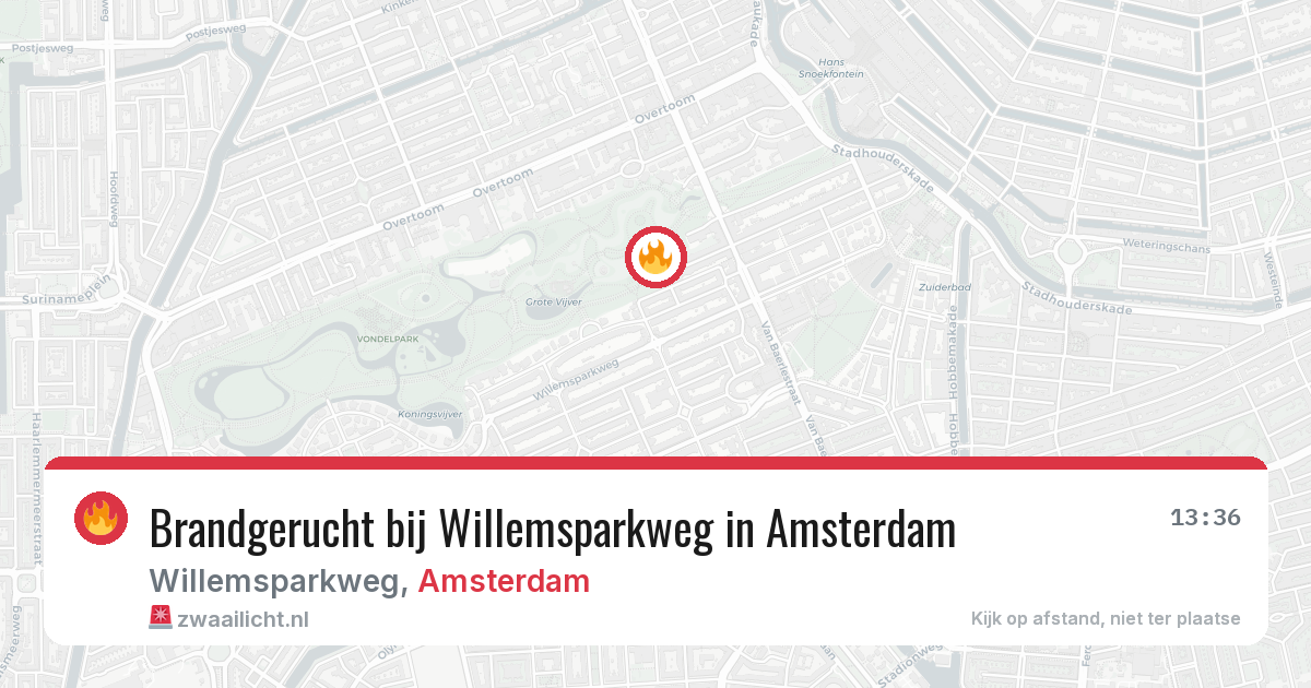 Brandgerucht bij Willemsparkweg in Amsterdam — 28 jul 2026
