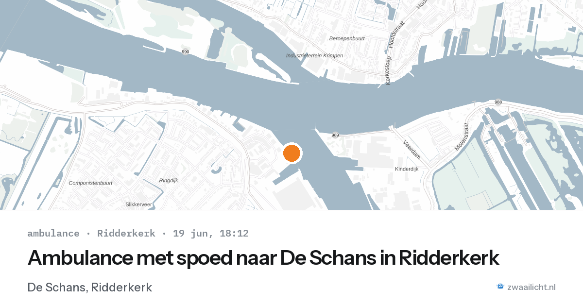 Ambulance met spoed naar De Schans in Ridderkerk — 19 jun 2026