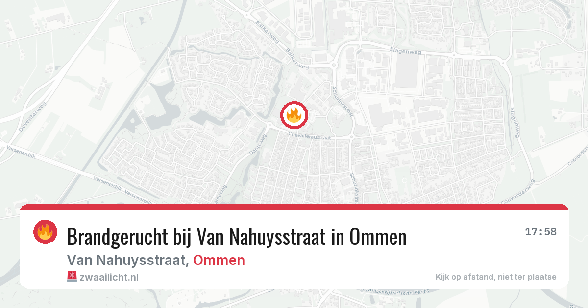 Brandgerucht bij Van Nahuysstraat in Ommen — 17 jun 2026