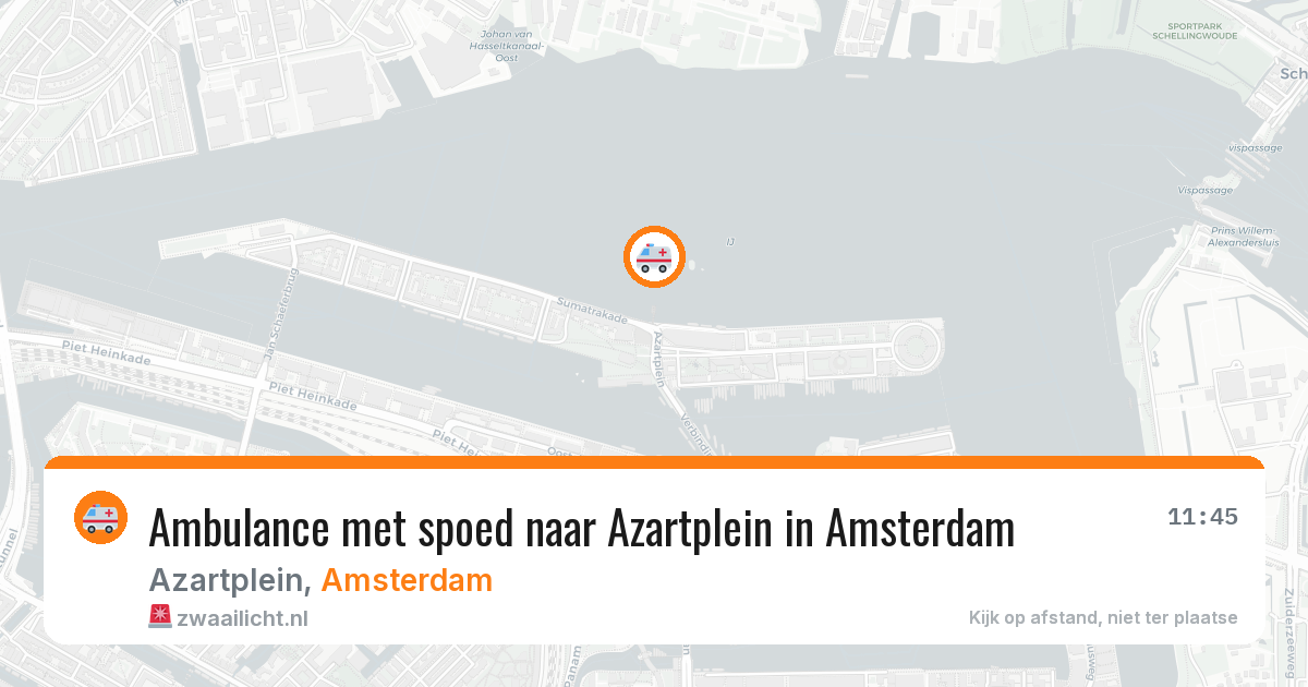 Ambulance met spoed naar Azartplein in Amsterdam — 14 aug 2026