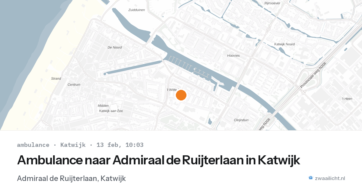 Ambulance naar Admiraal de Ruijterlaan in Katwijk — 13 feb 2026