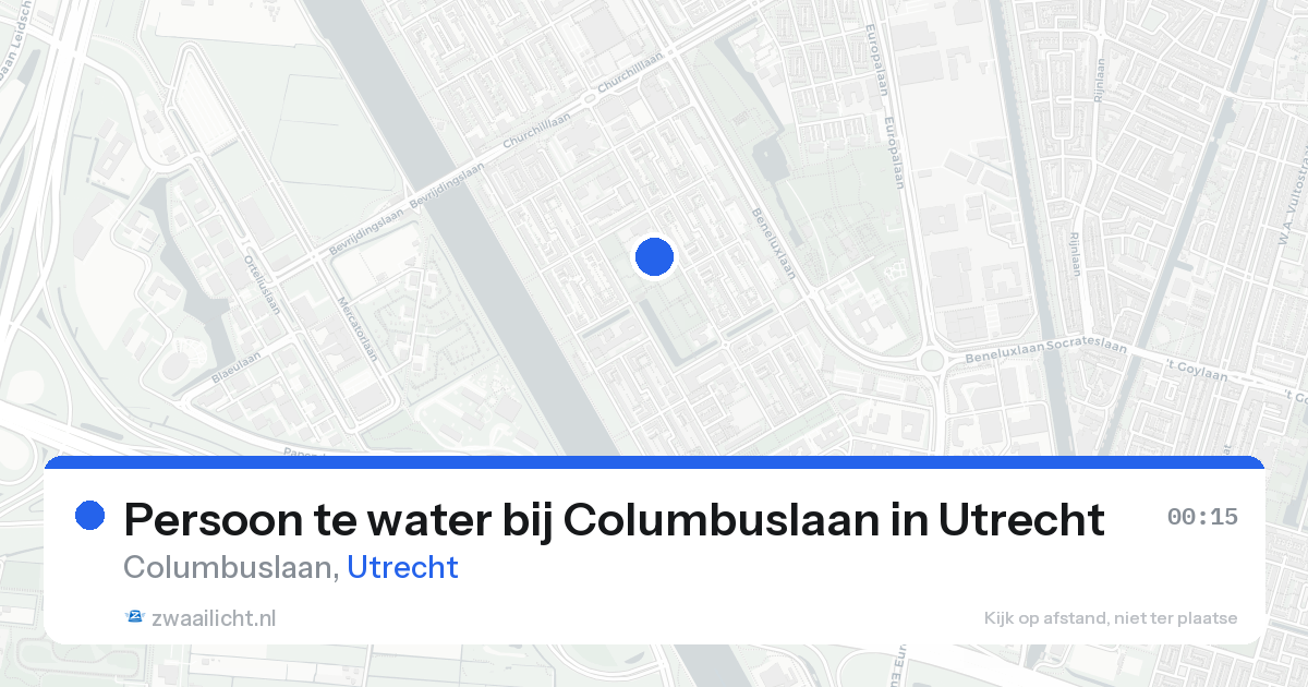 Persoon te water bij Columbuslaan in Utrecht — 19 aug 2026