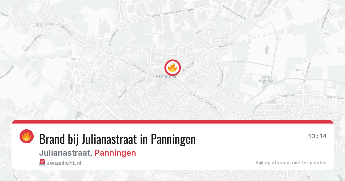 Brand bij Julianastraat in Panningen — 18 mei 2026
