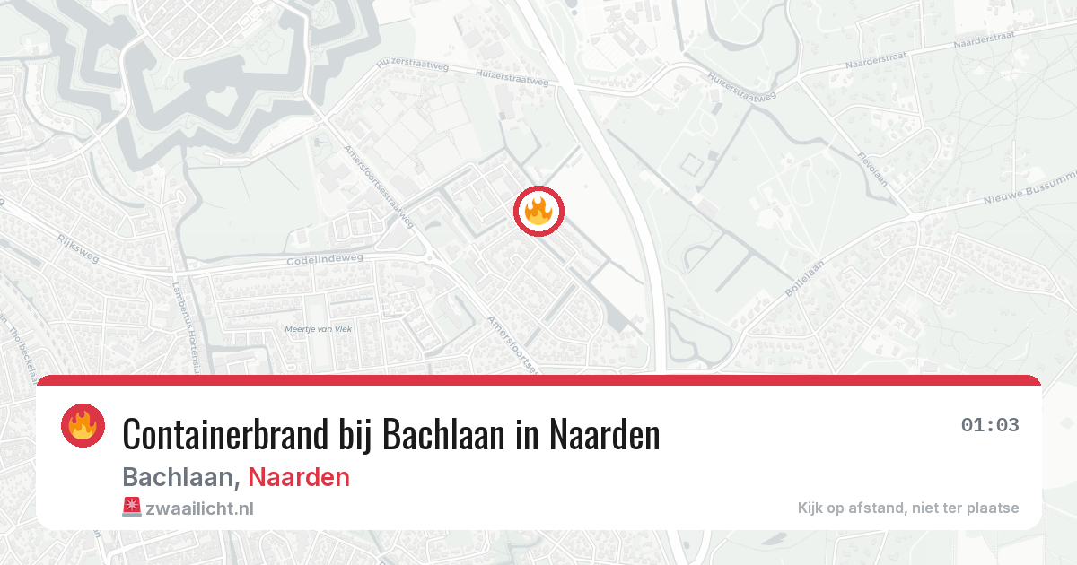 Containerbrand bij Bachlaan in Naarden — 1 aug 2026