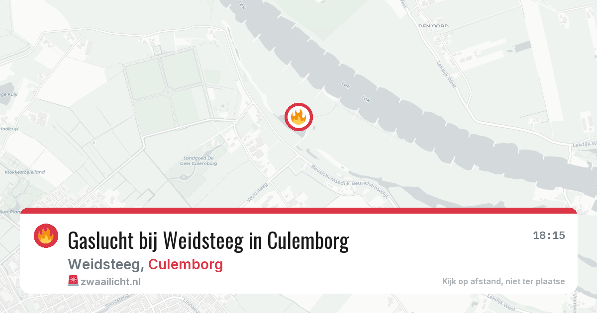 Gaslucht bij Weidsteeg in Culemborg — 9 aug 2026