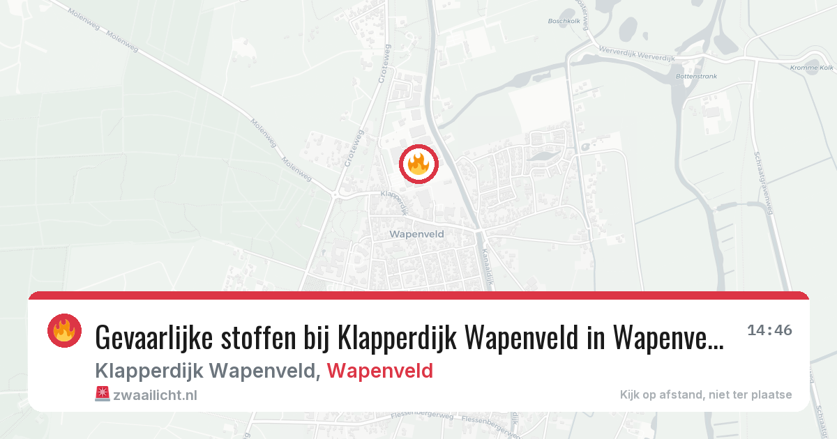 Gevaarlijke stoffen bij Klapperdijk Wapenveld in Wapenveld — 24 mrt 2026