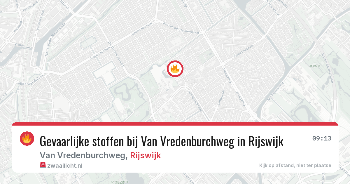 Gevaarlijke stoffen bij Van Vredenburchweg in Rijswijk — 15 jul 2026