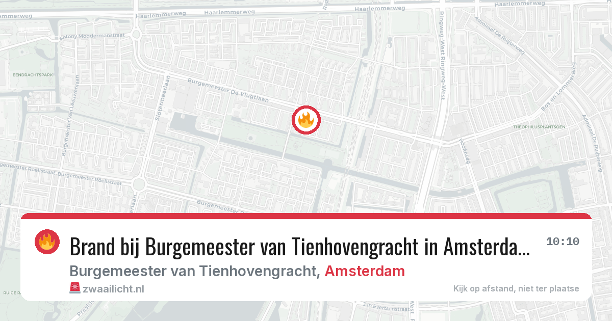 Brand bij Burgemeester van Tienhovengracht in Amsterdam — 15 jun 2026