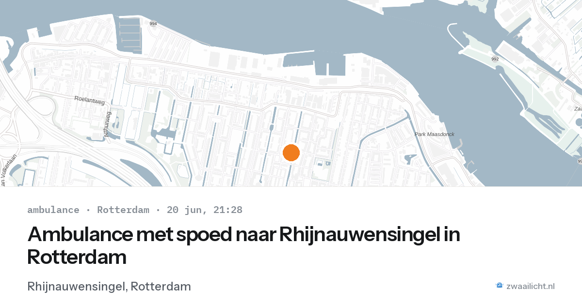 Ambulance met spoed naar Rhijnauwensingel in Rotterdam — 20 jun 2026