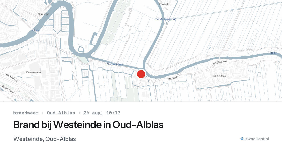 Brand bij Westeinde in Oud-Alblas — 26 aug 2026