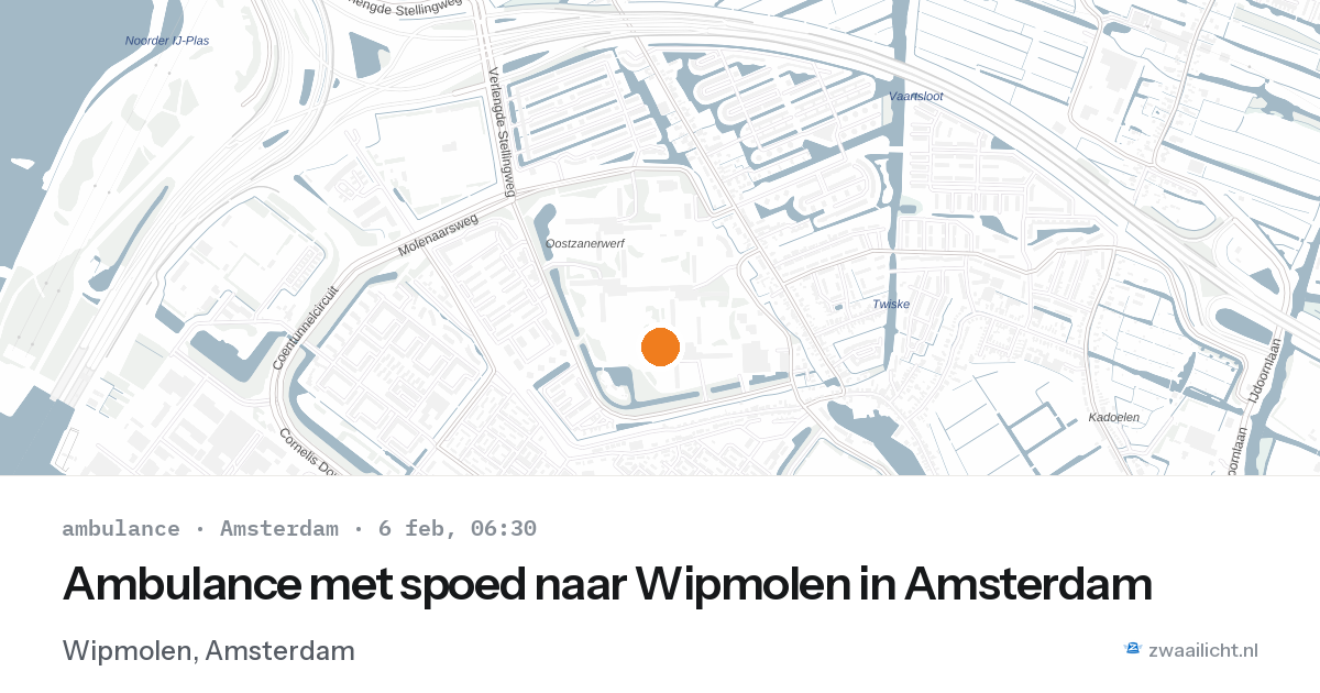 Ambulance met spoed naar Wipmolen in Amsterdam — 6 feb 2026