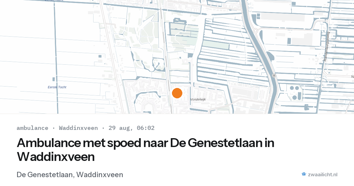 Ambulance met spoed naar De Genestetlaan in Waddinxveen — 29 aug 2026