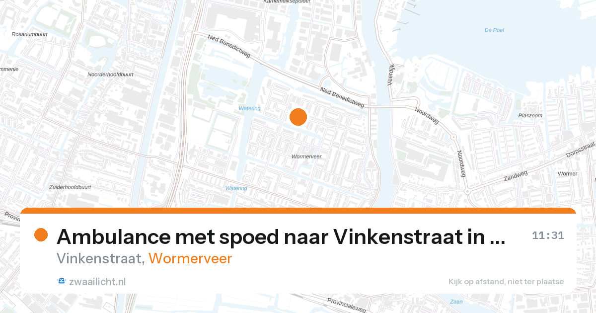 Ambulance met spoed naar Vinkenstraat in Wormerveer — 16 jul 2026