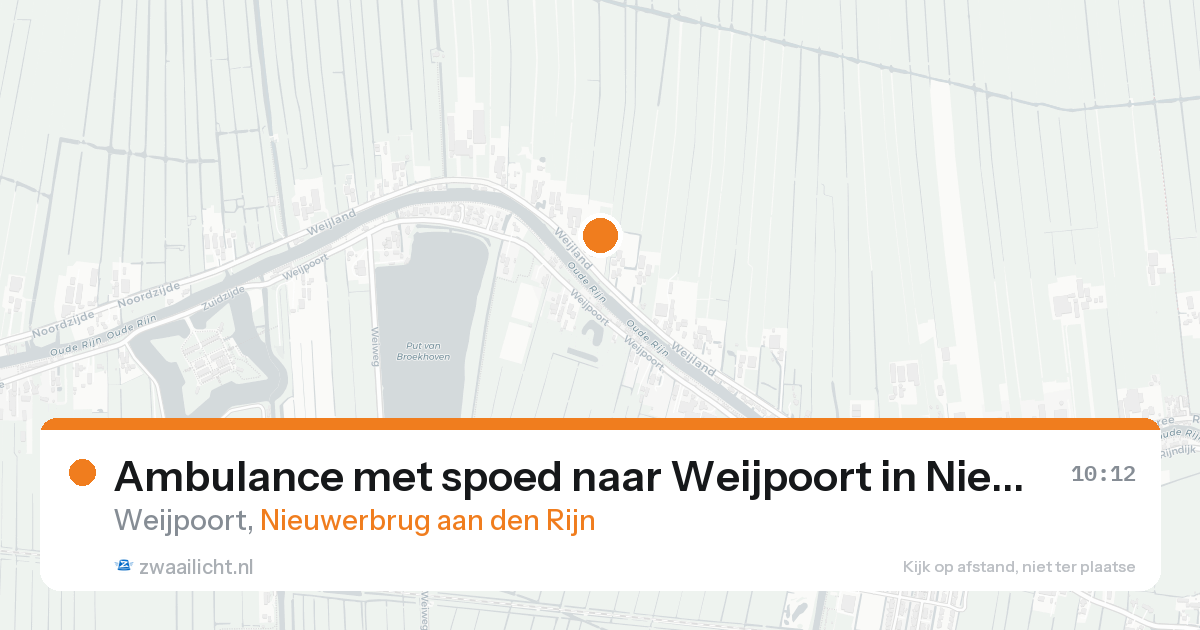 Ambulance met spoed naar Weijpoort in Nieuwerbrug aan den Rijn — 20 aug 2026