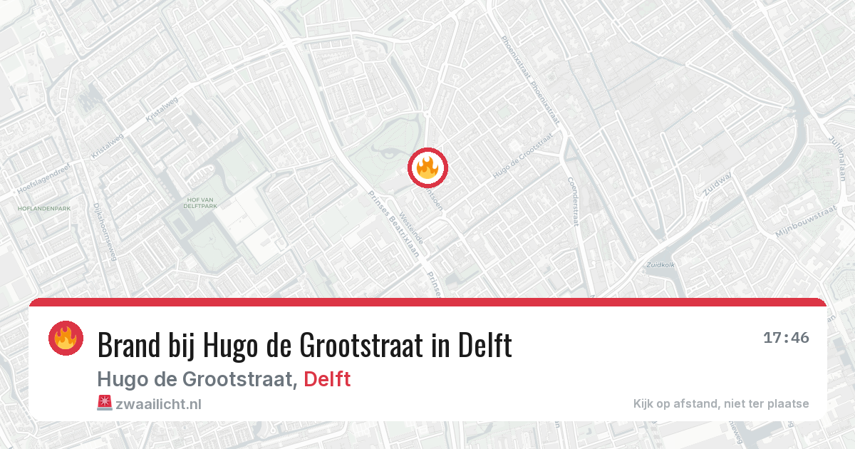 Brand bij Hugo de Grootstraat in Delft — 30 jun 2026