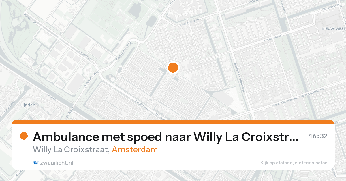 Ambulance met spoed naar Willy La Croixstraat in Amsterdam — 20 aug 2026