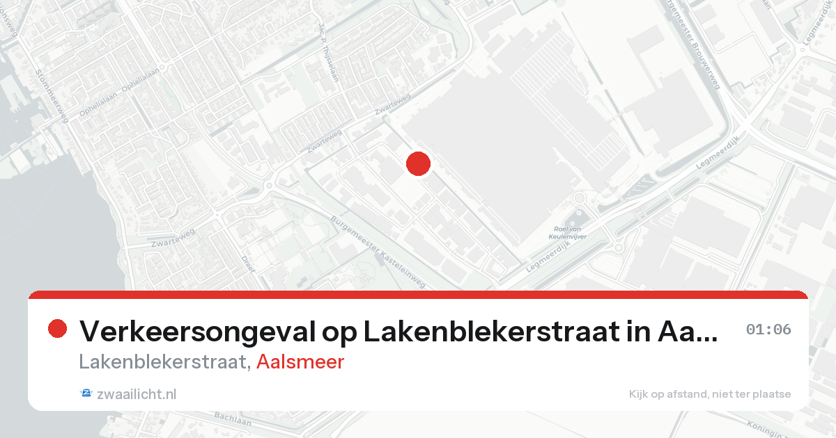Verkeersongeval op Lakenblekerstraat in Aalsmeer — 20 aug 2026
