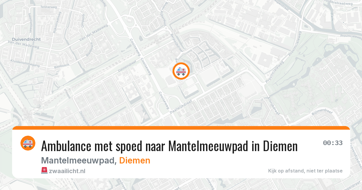 Ambulance met spoed naar Mantelmeeuwpad in Diemen — 20 mei 2026