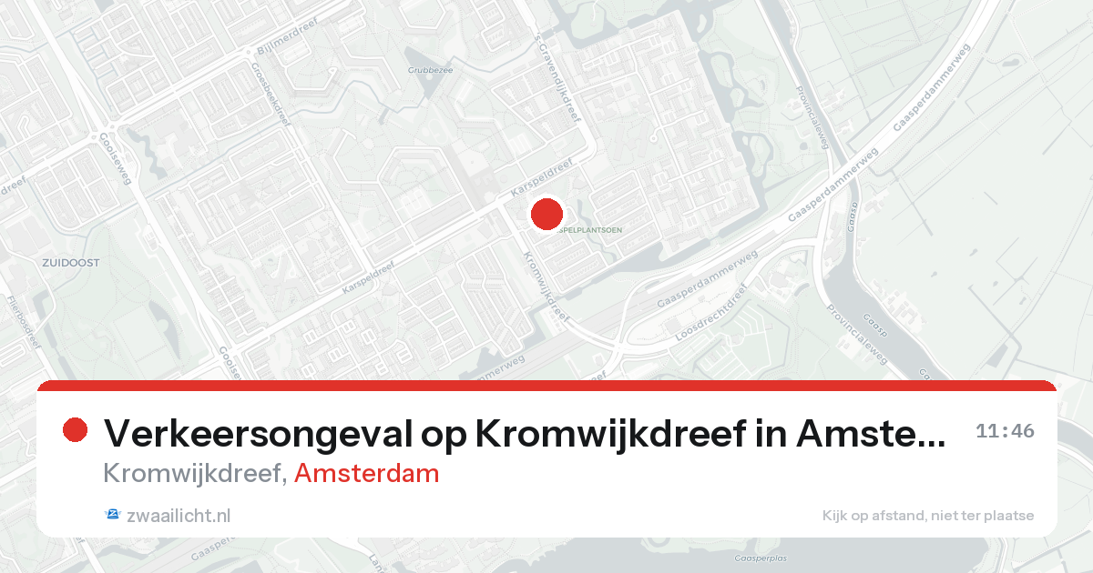 Verkeersongeval op Kromwijkdreef in Amsterdam — 17 aug 2026