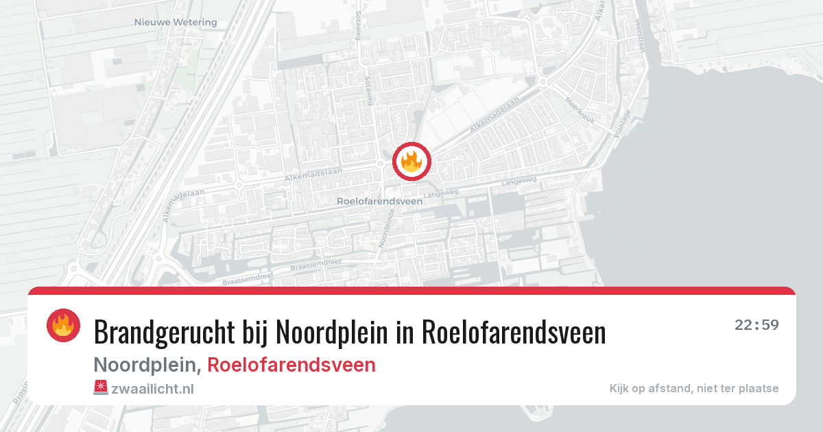 Brandgerucht bij Noordplein in Roelofarendsveen — 25 jun 2026