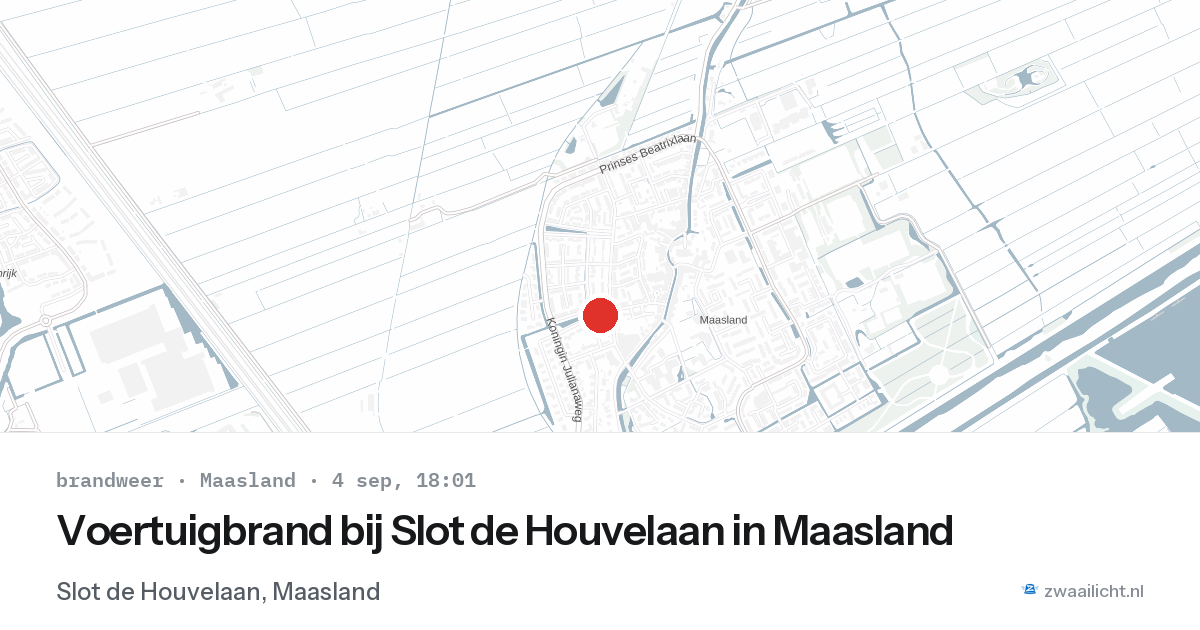 Voertuigbrand bij Slot de Houvelaan in Maasland — 4 sep 2026