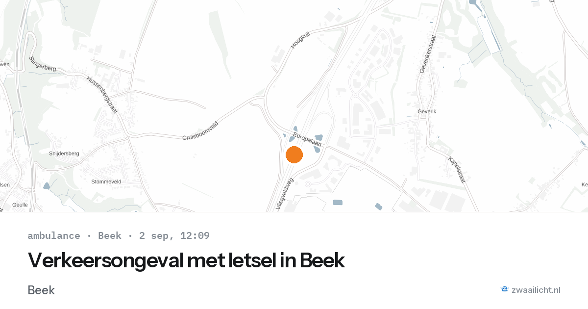 Verkeersongeval met letsel in Beek — 2 sep 2026