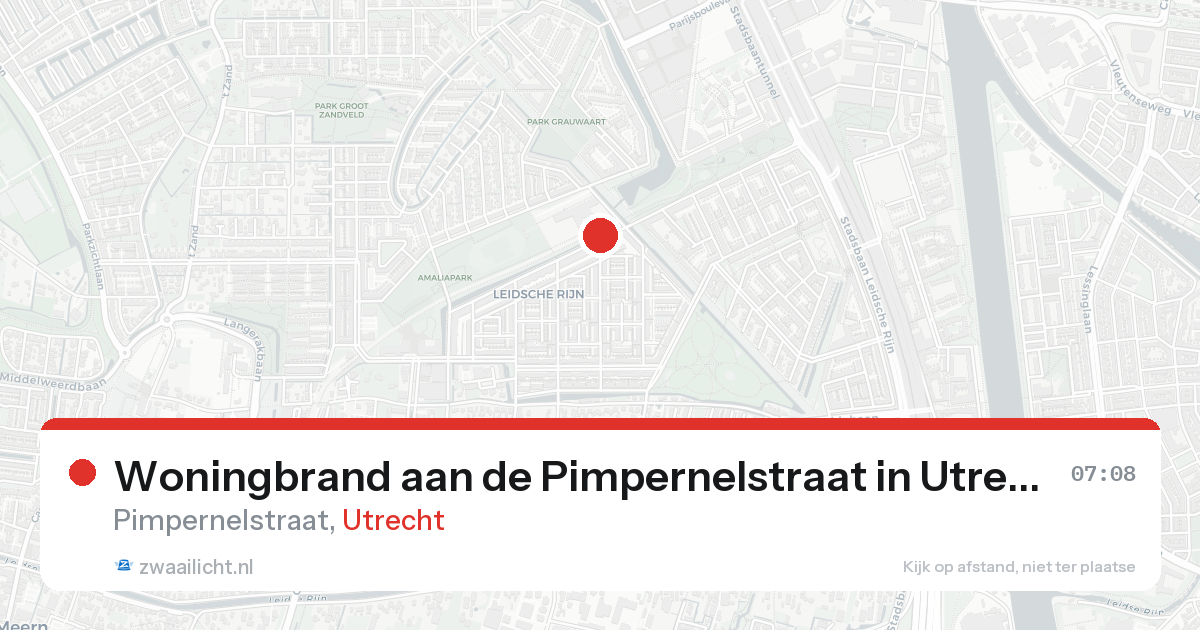 Woningbrand aan de Pimpernelstraat in Utrecht — 18 aug 2026