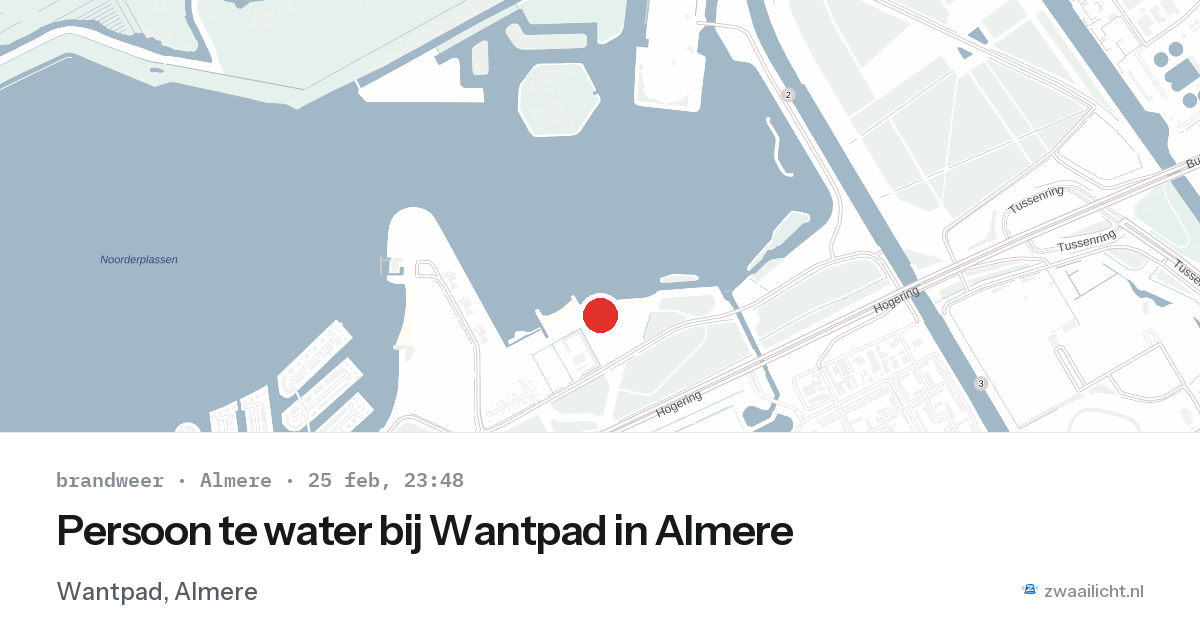 Persoon te water bij Wantpad in Almere — 25 feb 2026