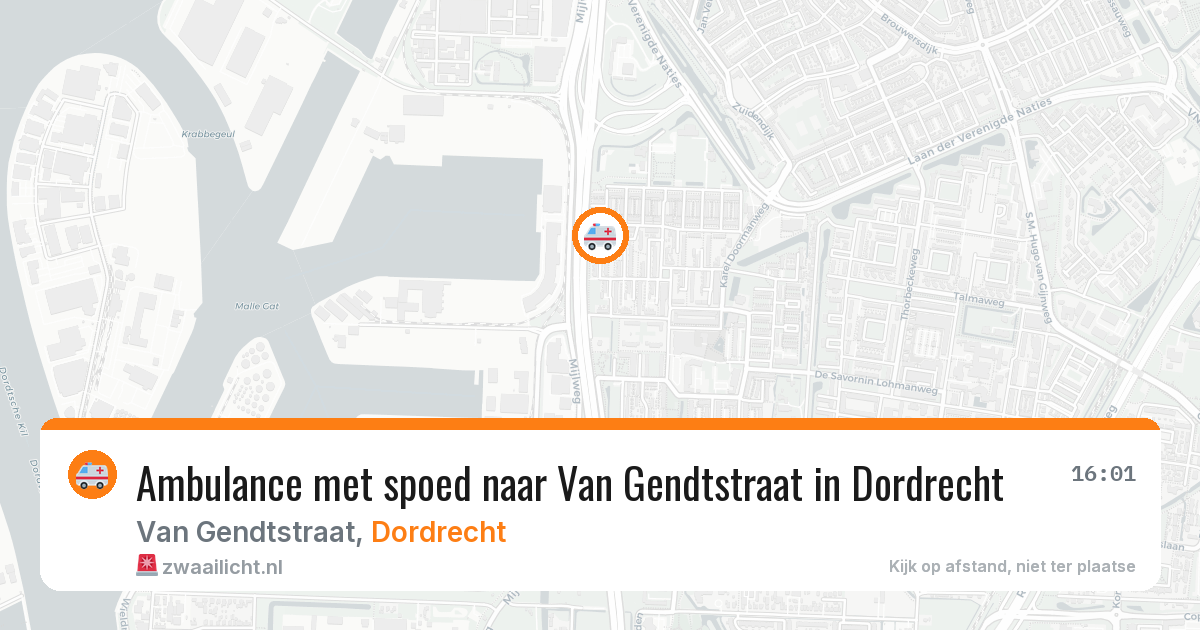 Ambulance met spoed naar Van Gendtstraat in Dordrecht — 30 jul 2026