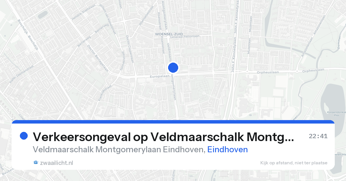 Verkeersongeval op Veldmaarschalk Montgomerylaan Eindhoven in Eindhoven — 15 aug 2026