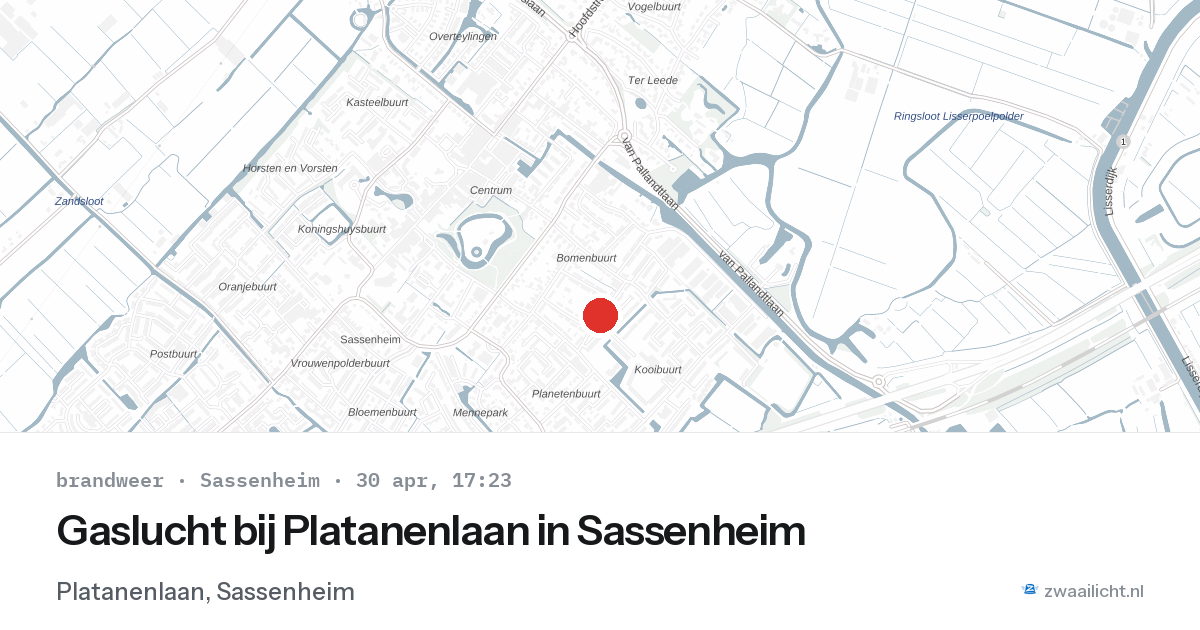 Gaslucht bij Platanenlaan in Sassenheim — 30 apr 2026