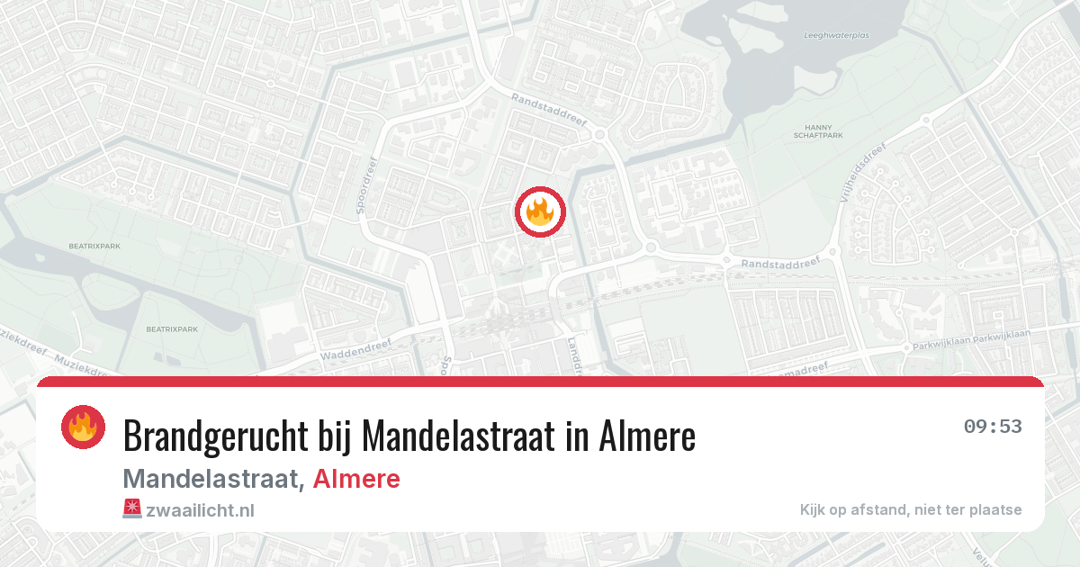 Brandgerucht bij Mandelastraat in Almere — 18 jun 2026