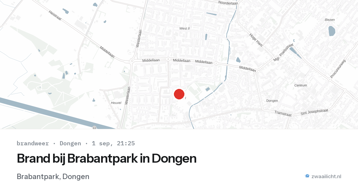 Brand bij Brabantpark in Dongen — 1 sep 2026