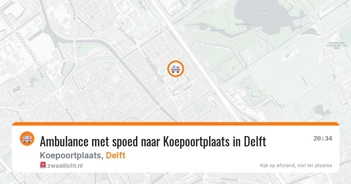 Ambulance met spoed naar Koepoortplaats in Delft — 2 aug 2026