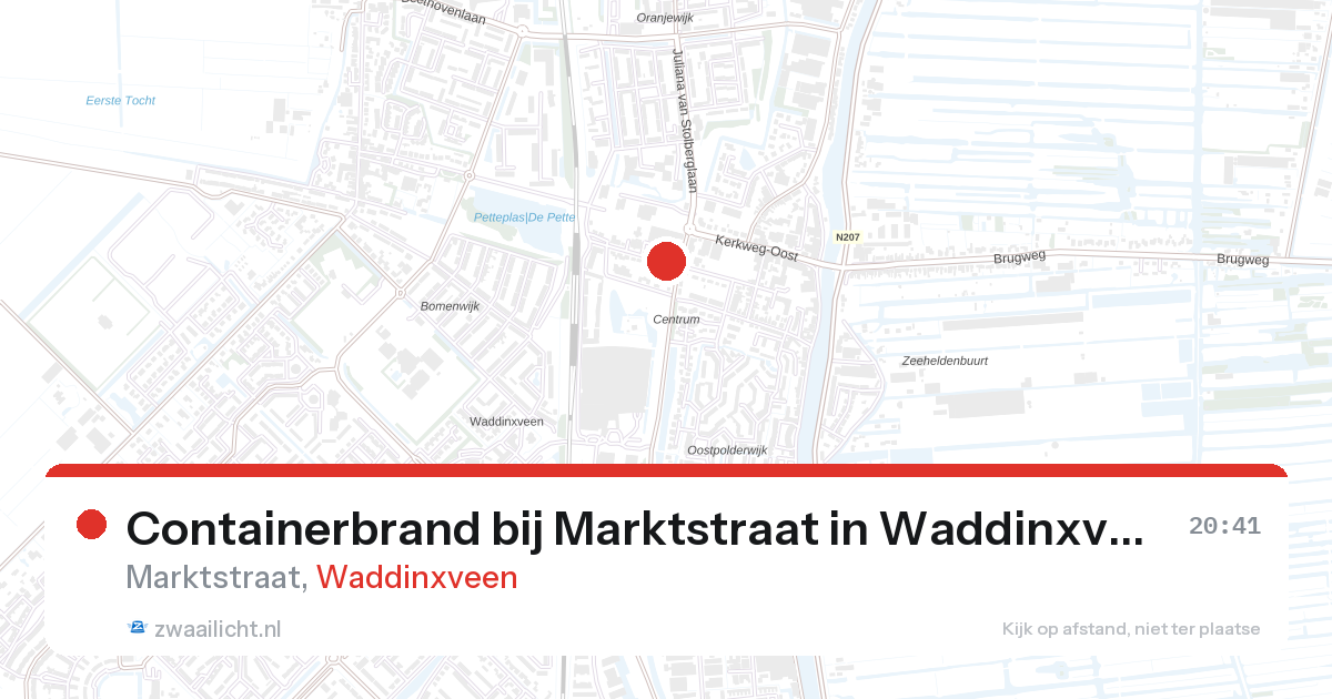 Containerbrand bij Marktstraat in Waddinxveen — 19 jun 2026