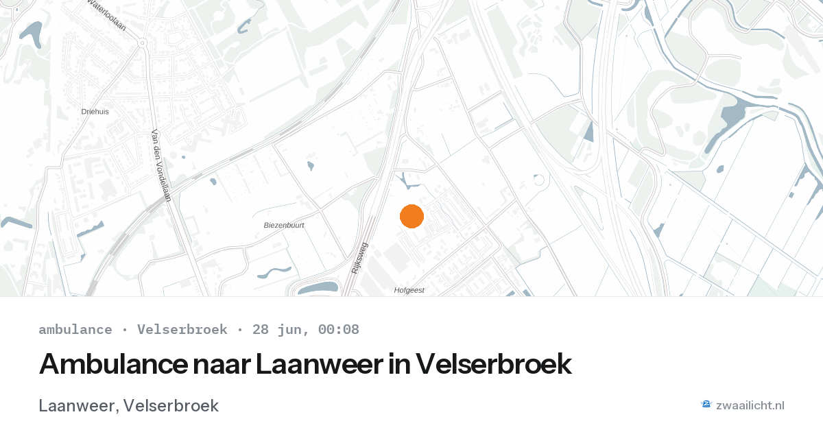 Ambulance naar Laanweer in Velserbroek — 27 jun 2026