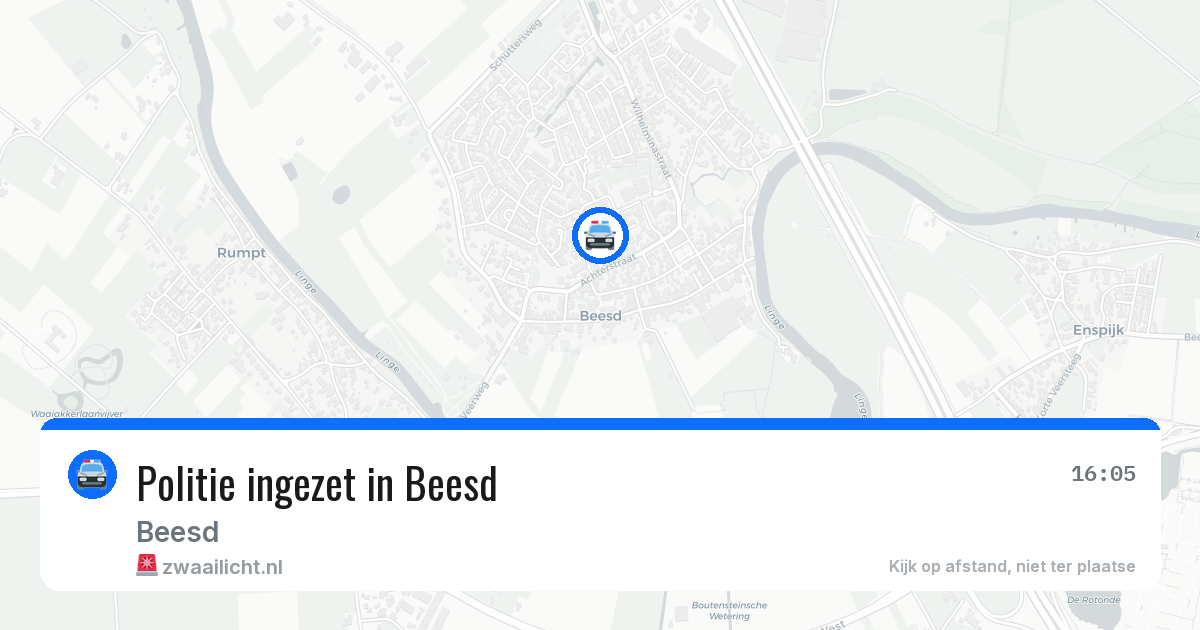 Politie ingezet in Beesd — 30 jun 2026 | 🚨 Zwaailicht.nl