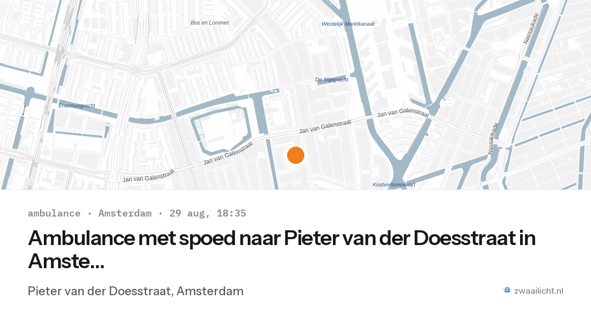 Ambulance met spoed naar Pieter van der Doesstraat in Amsterdam — 29 aug 2026