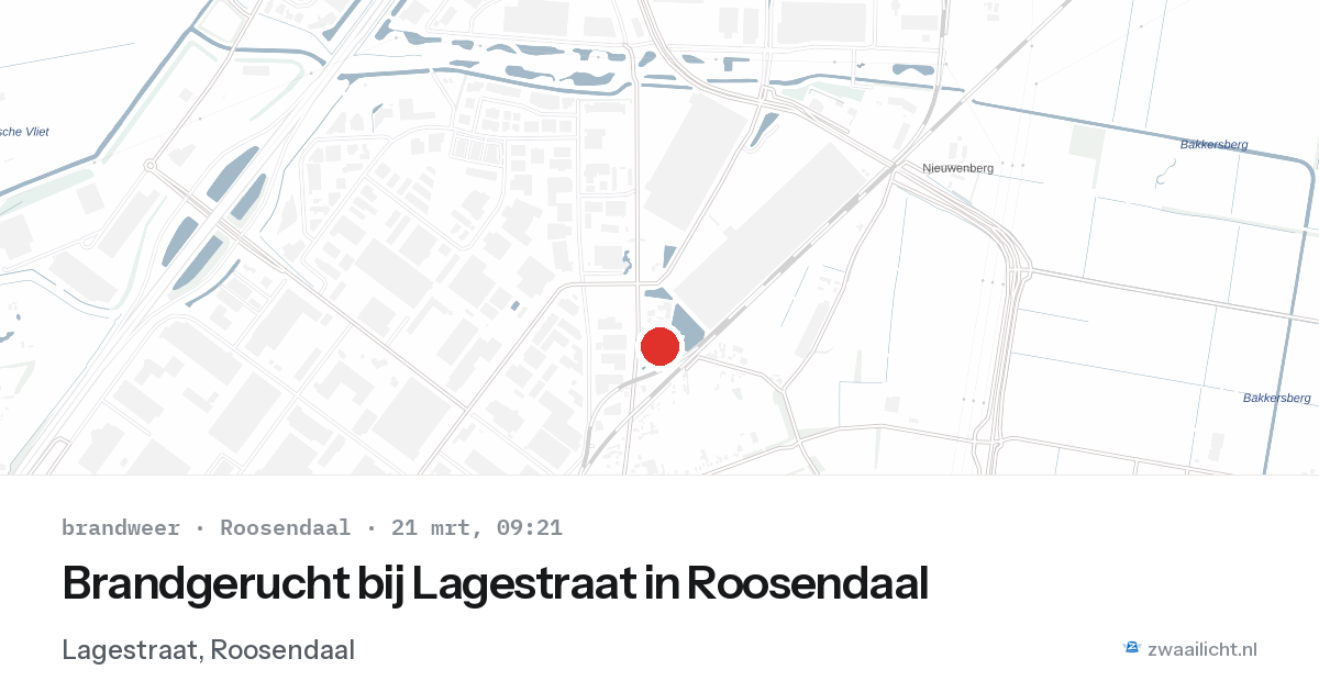 Brandgerucht bij Lagestraat in Roosendaal — 21 mrt 2026