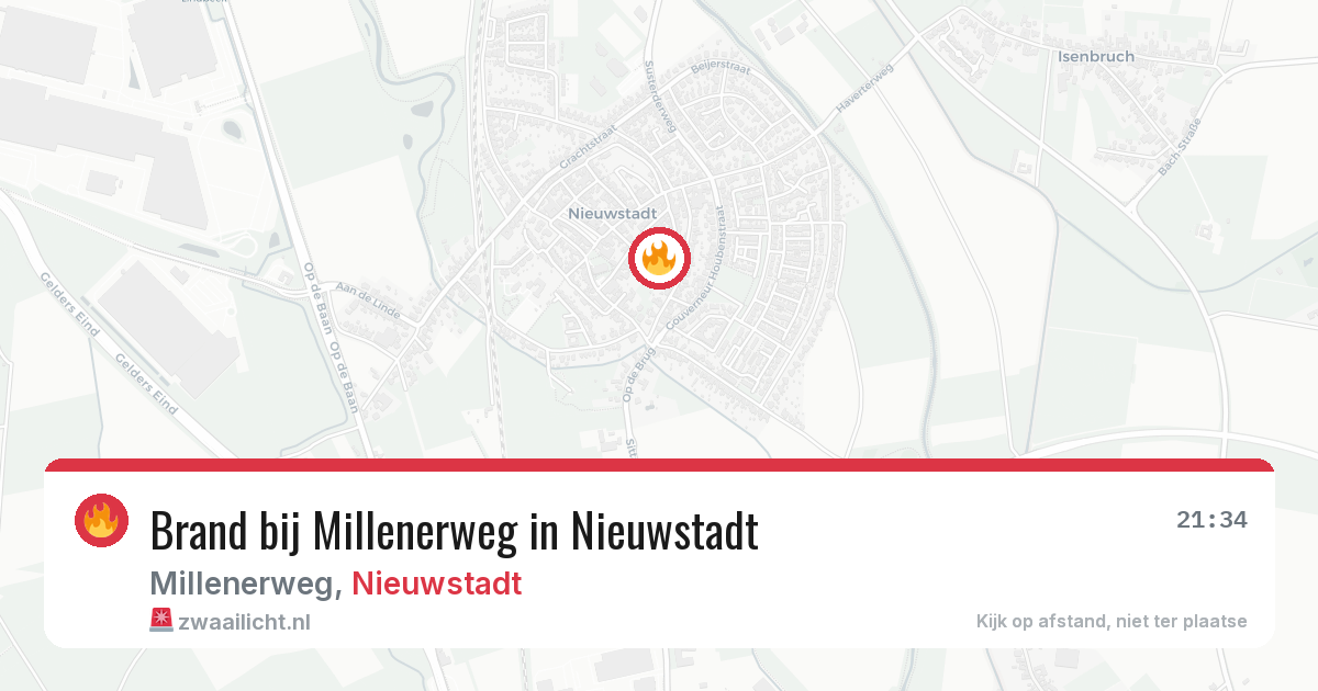 Brand bij Millenerweg in Nieuwstadt — 16 mrt 2026