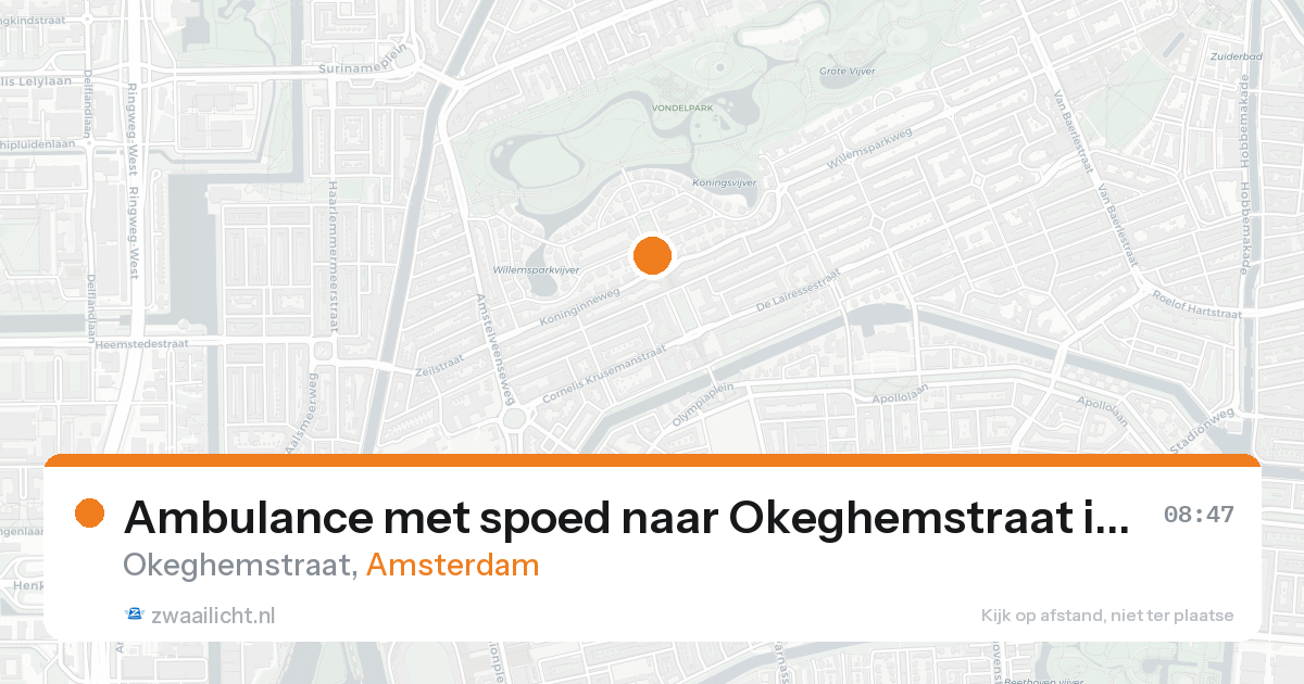 Ambulance met spoed naar Okeghemstraat in Amsterdam — 25 aug 2026